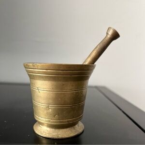 Mini Brass Mortar and Pestle Apothecary Pharmacy Grinder Collectible 2”H